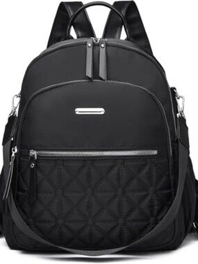Quilted Nylon Backpack Purse Convertible Daypack Lightweight Shoulder Bag